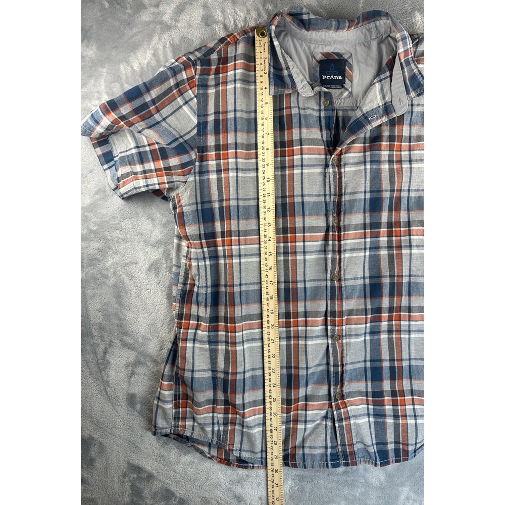Prana Shirt Mens Size XL Gray Plaid Short Sleeve Outdoor Hiking Casual - Picture 8 of 9